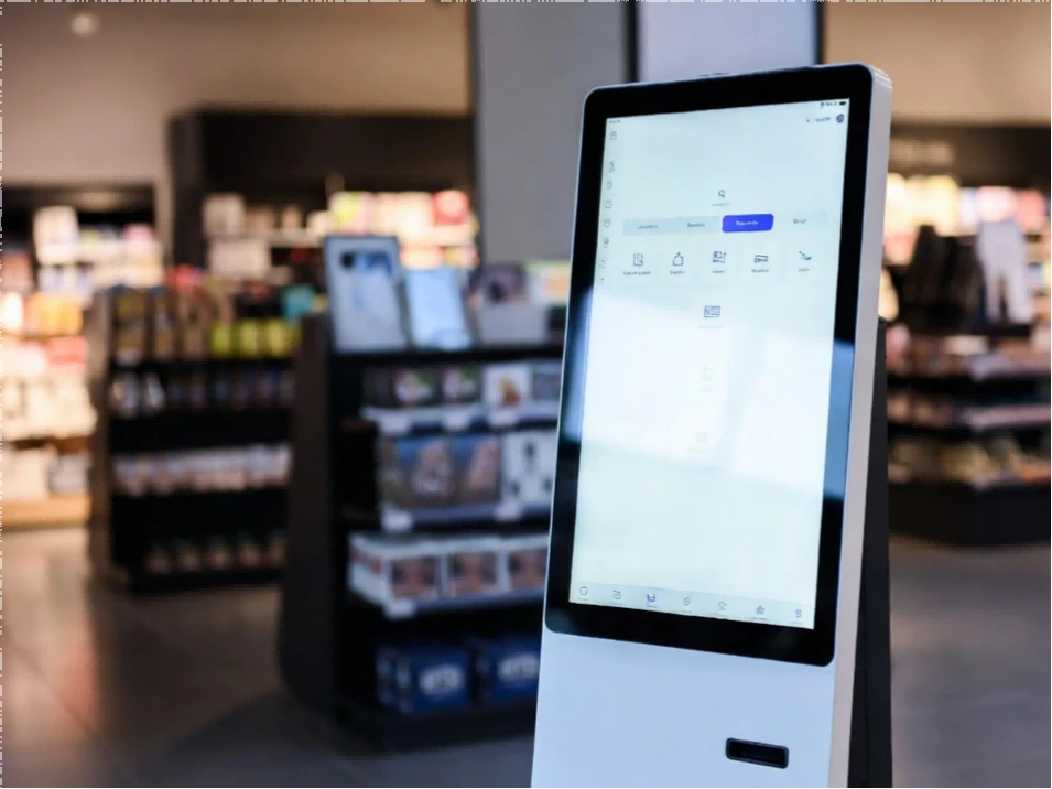 Kiosk Monitor-ka shaashada wuxuu wanaajiyaa wax iibsiga